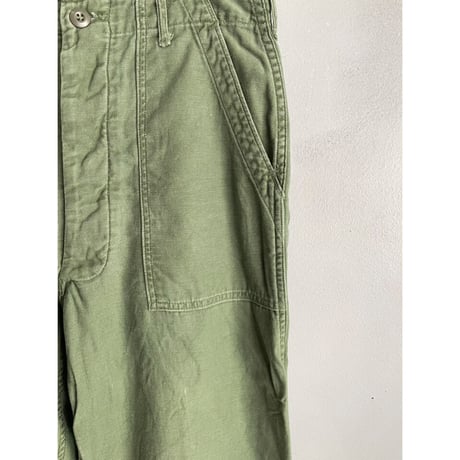 70s US ARMY OG-107 COTTON SATEEN BAKER PANTS Size W32L33→W31L30