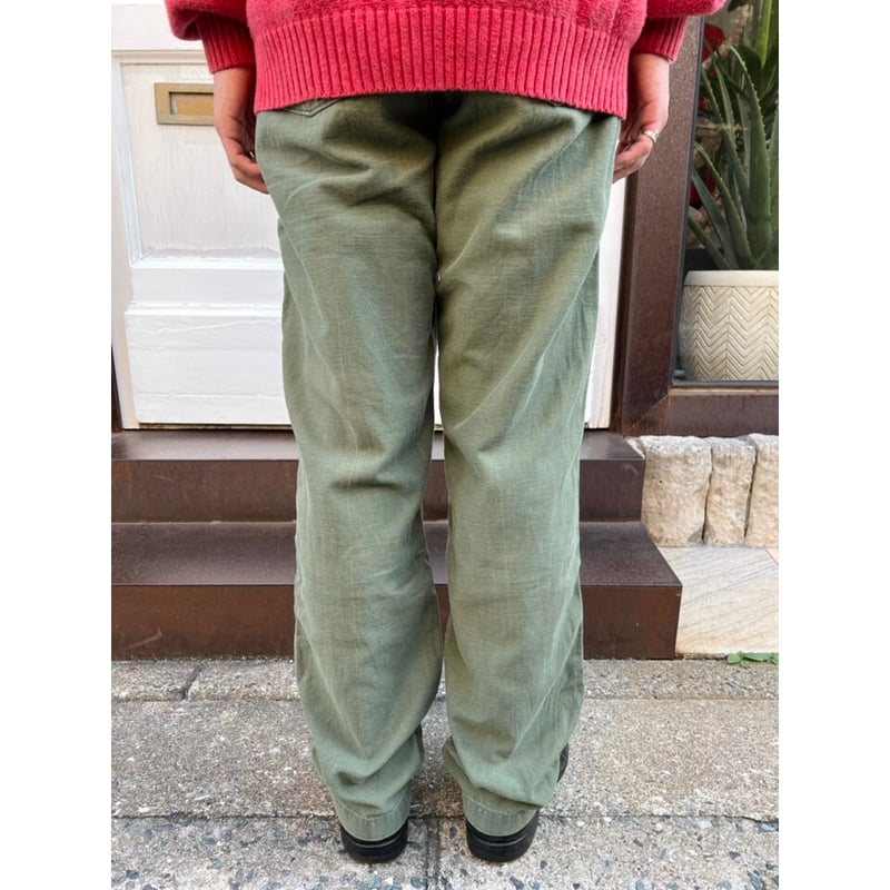 70s US ARMY OG-107 COTTON SATEEN BAKER PANTS Si