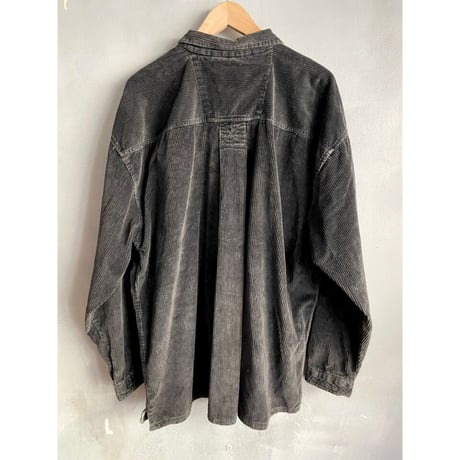 90s BON HOMME FULLZIP BLACK CORDUROY SHIRT Size XL