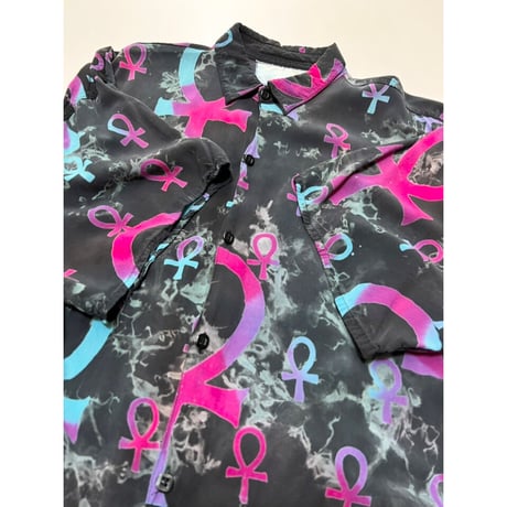 90s ISLAND ACEFRIC S/S RAYON PATTERNED SHIRT Size L程