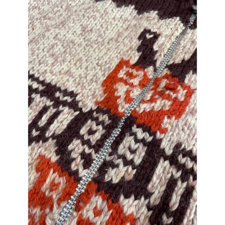60s "TOTEM POLE" COWICHAN SWEATER Size XL程