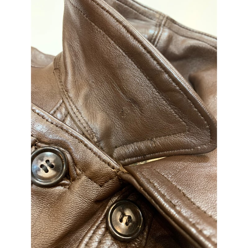 70s　GVF社　レザージャケット　コルビュジェ・ジャケット　ブラウン 中古・古着通販】GVF IMPERCUIR GRAULHET (ジーブイエフ) コルビジェ