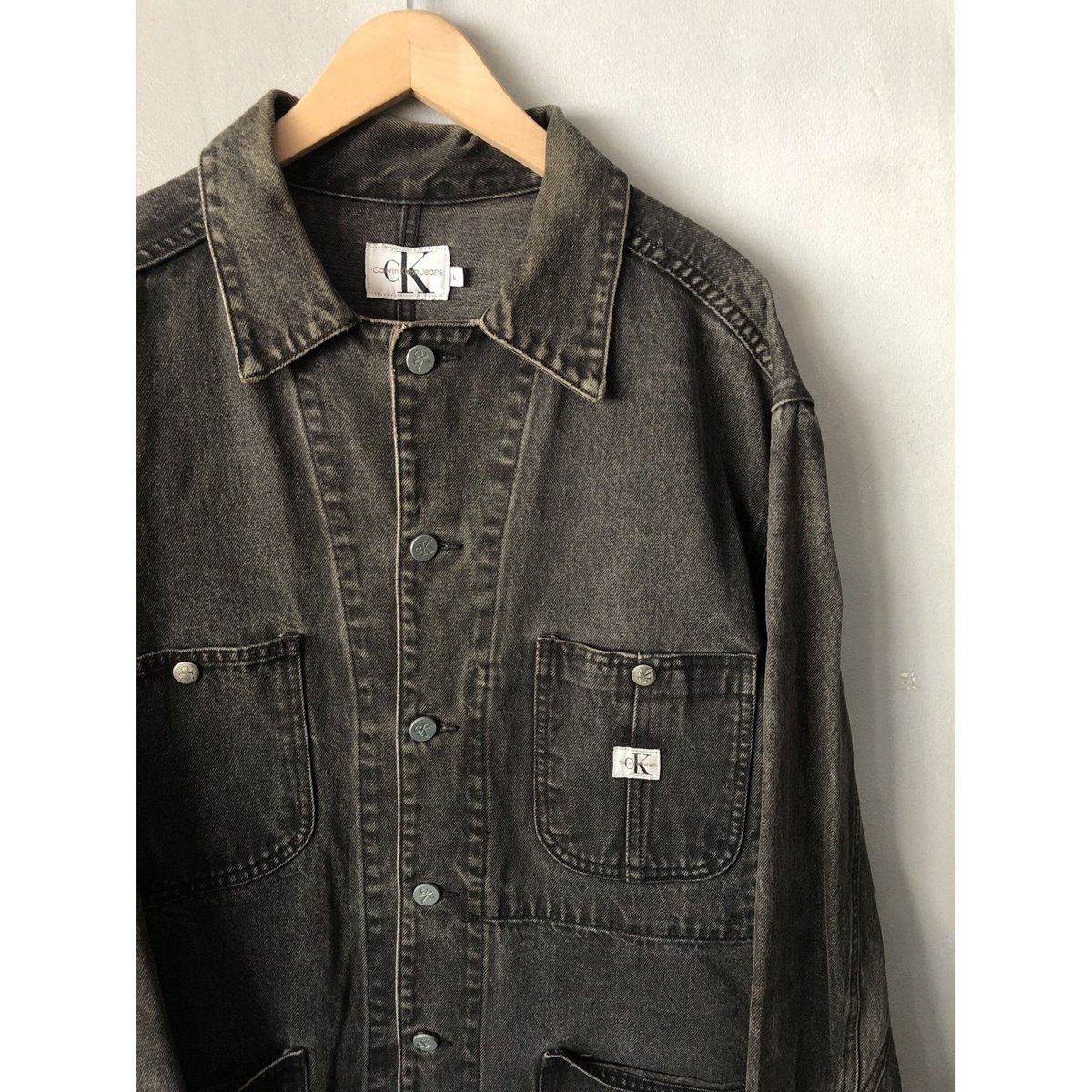 90s Calvin Klein Jeans BLACK DENIM JACKET MADE IN USA Size L