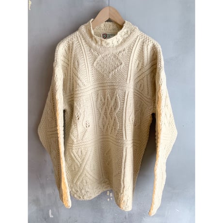 80s COUNTRY CLUB MOCK NECK FISHERMAN KNIT MADE IN IRELAND 🇮🇪 Size XL程