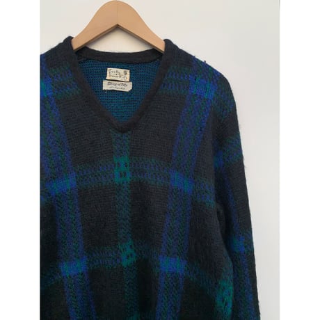 60s Scotty Levinthal's "LONG HAIR" V NECK WOOL SWEATER Size L程