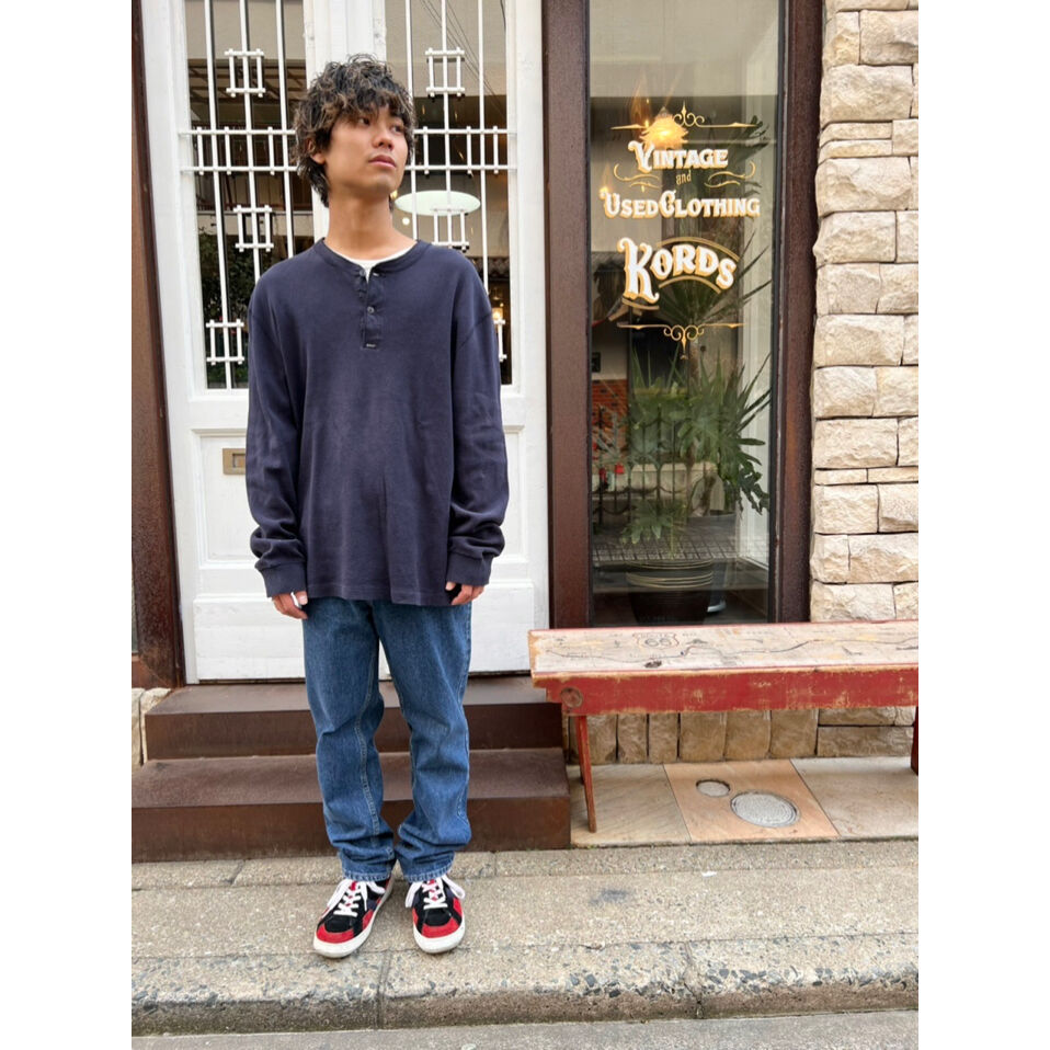 90s POLO Ralph Lauren HENRY NECK L/S Tee Size X