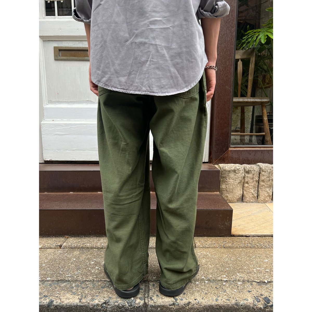 60s US ARMY OG-107 COTTON SATEEN BAKER PANTS Si