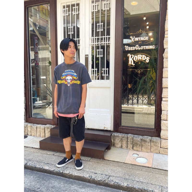 90s Harley-Davidson Tee fade black USA製 Black Fade