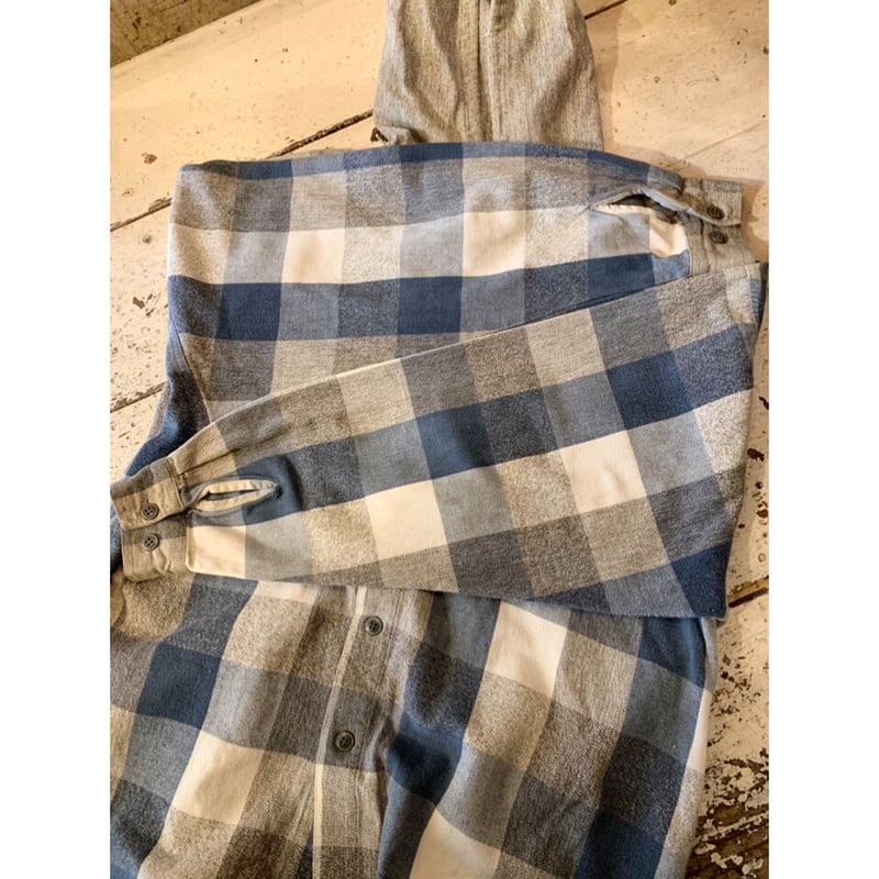 90s ANCHOR BLUE HOODIE FLANNEL SHIRT Size L |