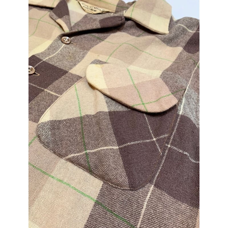 50〜60s Roos Bros CALIFORNIA OPENCOLLAR WOOL SHI 50〜60s Roos Bros CALIFORNIA OPENCOLLAR WOOL SHI