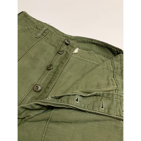 70s US ARMY OG-107 COTTON SATEEN BAKER PANTS Size W32L35→W30L32