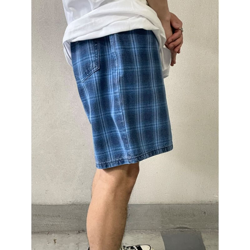 90s GUESS JEANS CHECK DENIM SHORTS MADE IN USA