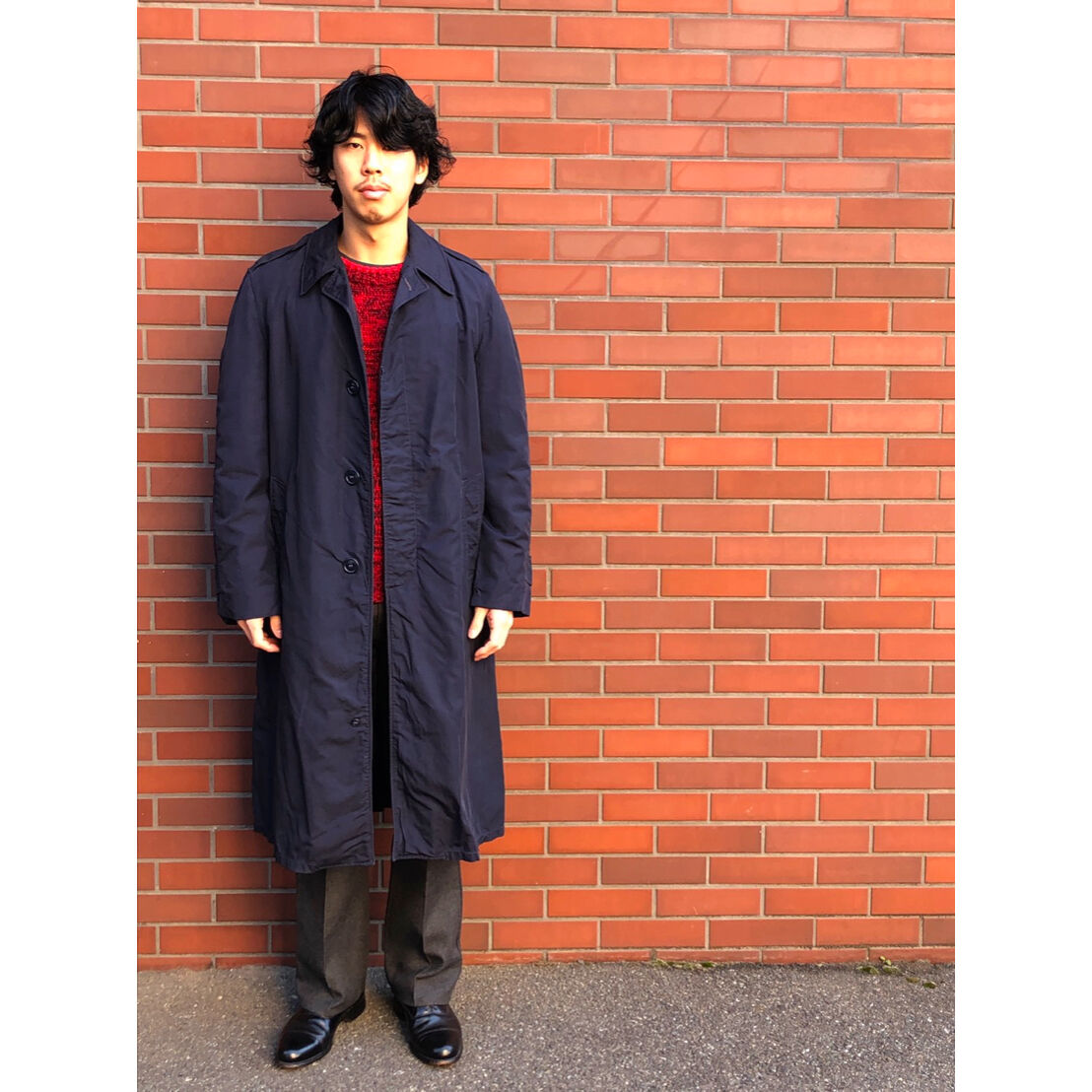 50s USA製 実物 米軍 USAF レインコート 紺系 38L ステンカラー fit=scale-down,w=1200