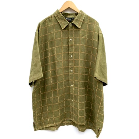 90s ZEGARA "BIG SIZE" S/S LINEN SHIRT Size XXL