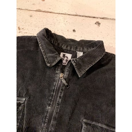 90s BON HOMME FULLZIP BLACK CORDUROY SHIRT Size XL