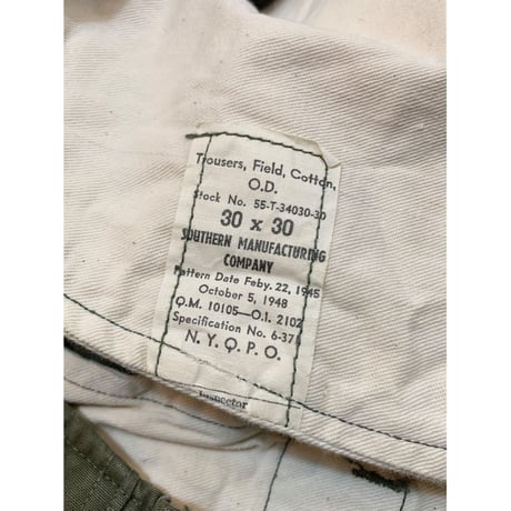 40s US ARMY M-45 FIELD PANTS Size W30L30→W30L29