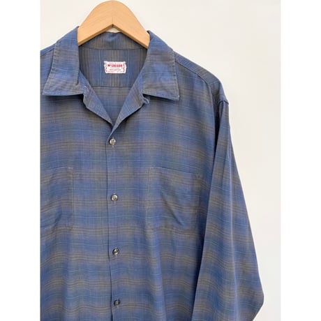 60s McGREGOR "OMBRE CHECK" OPEN COLLAR SHIRT MADE IN USA 🇺🇸 Size L