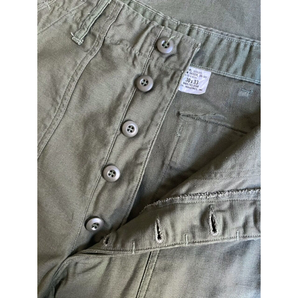70s US ARMY OG-107 COTTON SATEEN BAKER PANTS Si