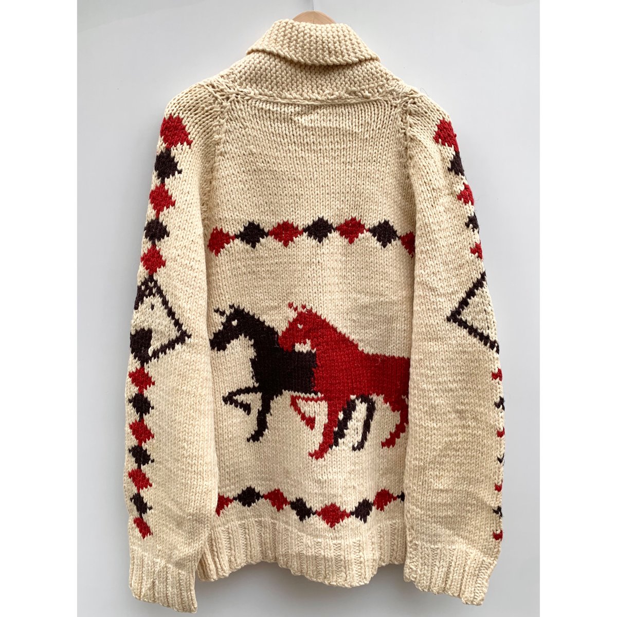 60S【神サイズ】Cowichan sweater ショールカラー ハンドニット