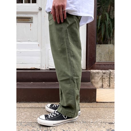 70s US ARMY OG-107 COTTON SATEEN BAKER PANTS Size W30L31→W30L28