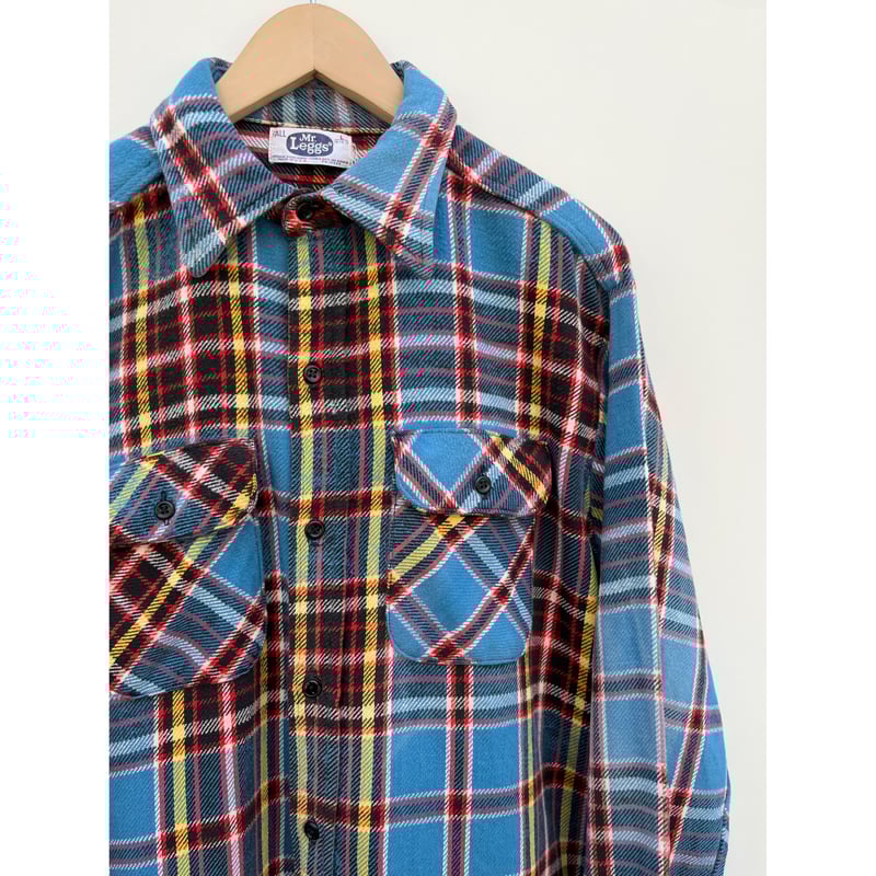 【好配色!!】70s Mr. Leggs ヘビーネルシャツ L USA製 黒緑 好配色!!】70s Mr. Leggs ヘビーネルシャツ L USA製 黒緑