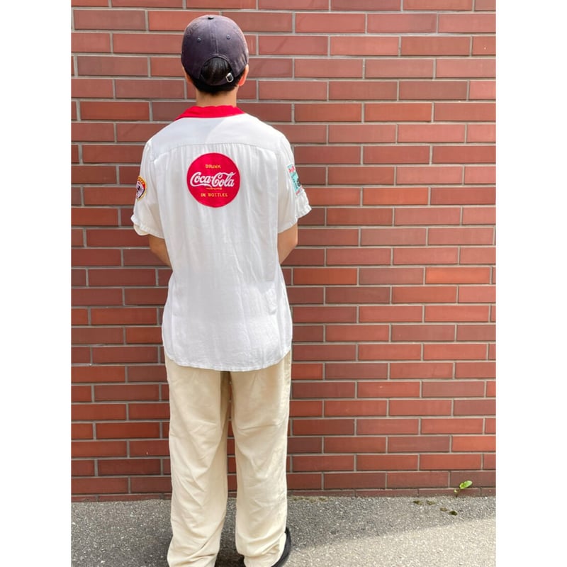 y*様 King Louie ボーリングシャツ　　Mサイズ　60s 60年代 “L” King Louie キングルイ S/Sボーリングシャツ 白×赤