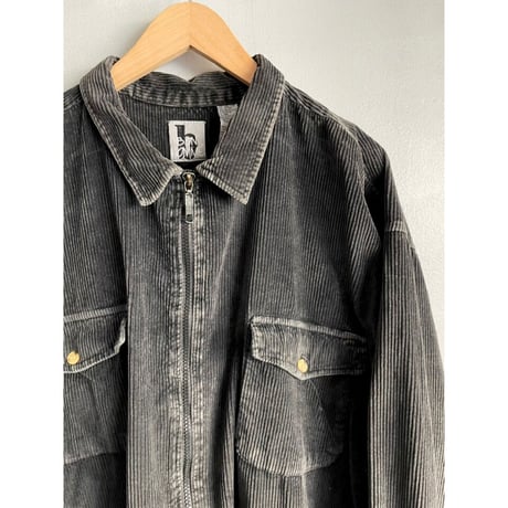 90s BON HOMME FULLZIP BLACK CORDUROY SHIRT Size XL