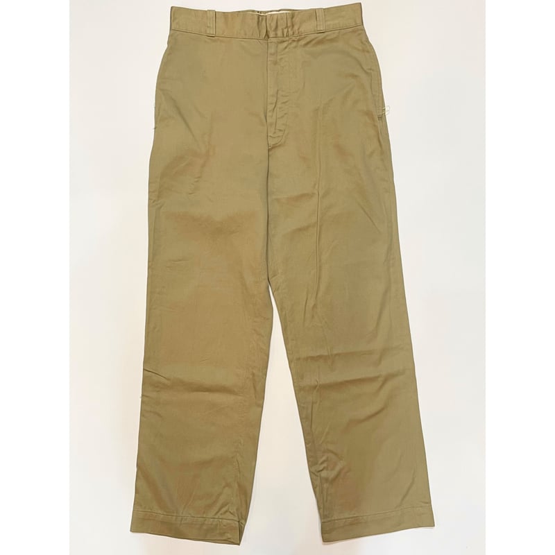 70s US ARMY KHAKI TROUSERS Size W30L30→W30L29 |