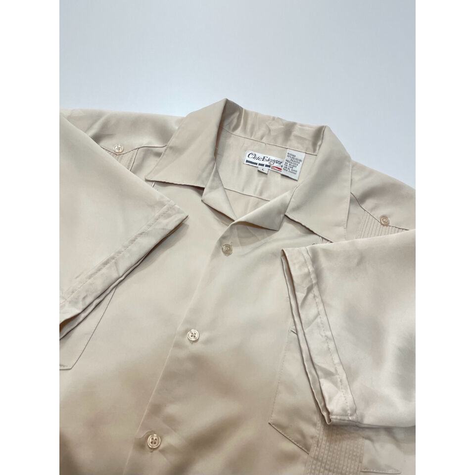 90s Chic Elegant OPEN COLLAR CUBA SHIRT Size XL