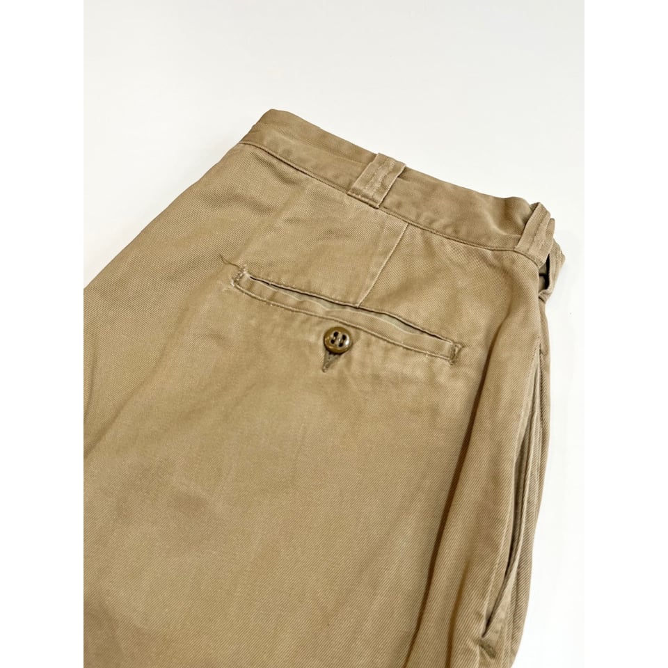 50s US ARMY KHAKI TROUSERS Size W32L33→W31L32 |