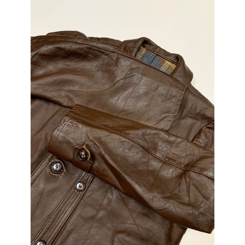 70s　GVF社　レザージャケット　コルビュジェ・ジャケット　ブラウン 1979年 ファッション 70s GVF社 レザージャケット コルビュジェ