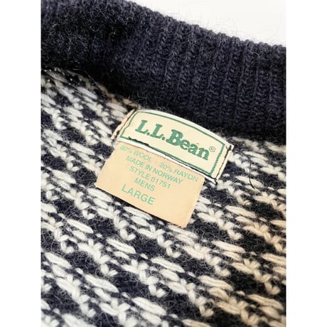 80s L.L.Bean "BIRDS EYE" WOOL KNIT MADE IN NORWAY 🇳🇴 Size L