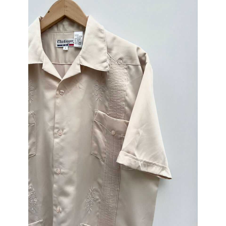 90s Chic Elegant OPEN COLLAR CUBA SHIRT Size XL 90s Chic Elegant OPEN COLLAR CUBA SHIRT Size XL
