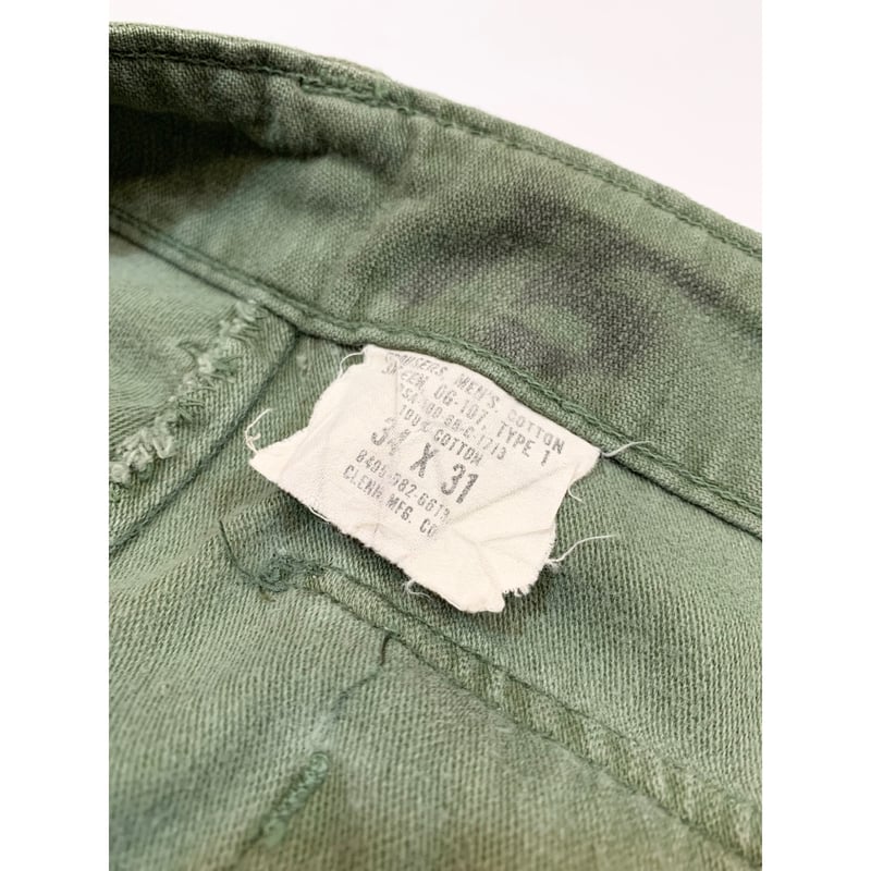 60s US ARMY OG-107 COTTON SATEEN BAKER PANTS Si