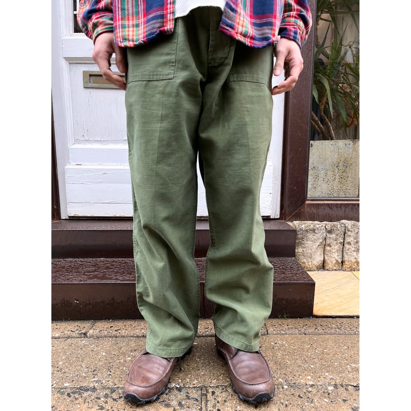 60s US ARMY OG-107 COTTON SATEEN BAKER PANTS Si