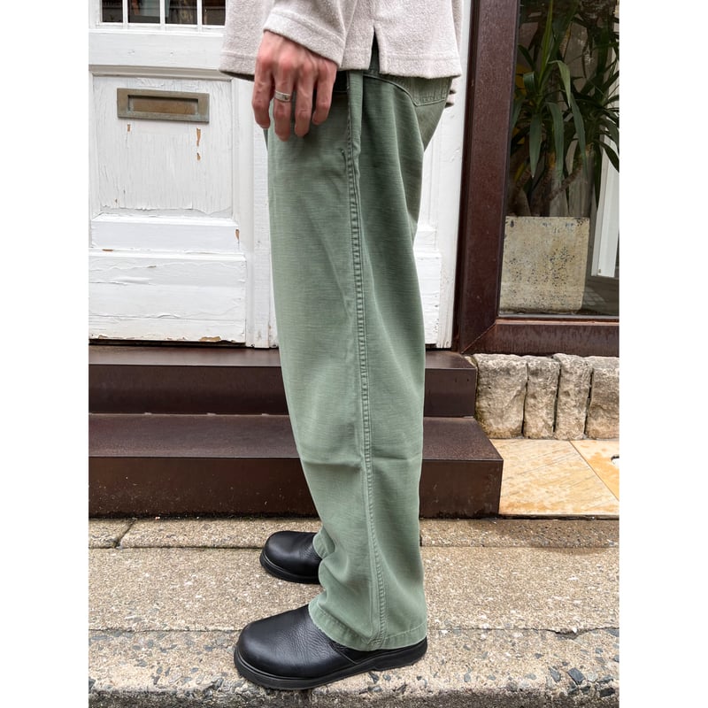 60s US ARMY OG-107 COTTON SATEEN BAKER PANTS Si