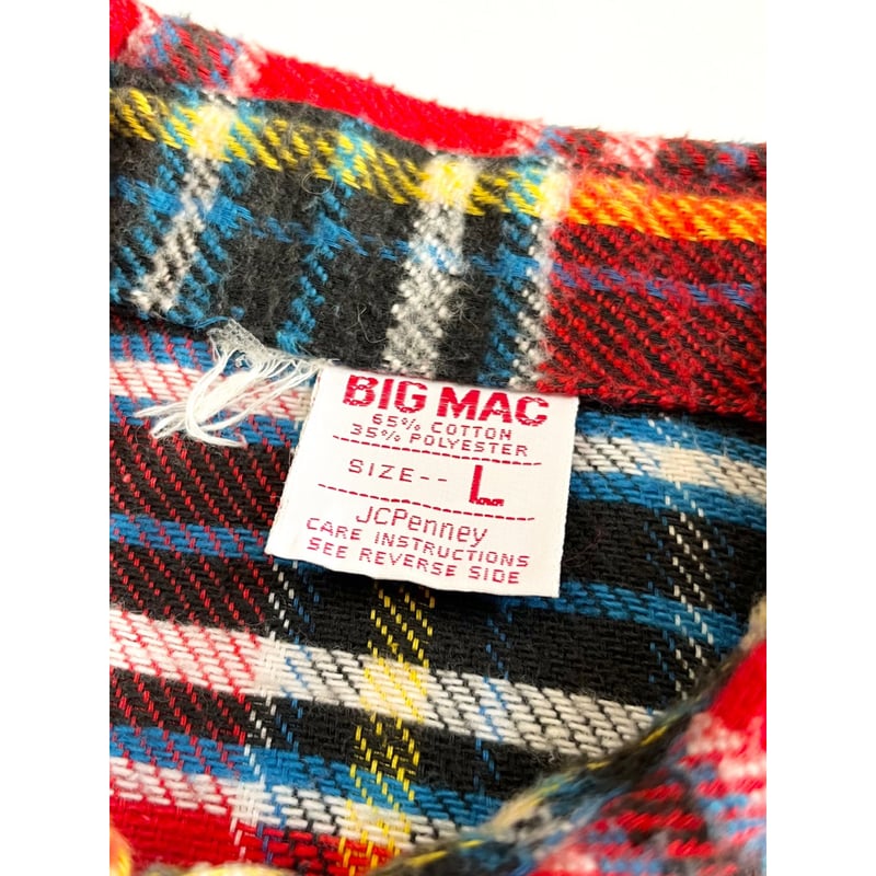 70s80s90s BIG MAC ヘビーフランネルシャツ BGxOR フリスコ 古着 70s BIG MAC レッド チェック ヘビー フランネル シャツ