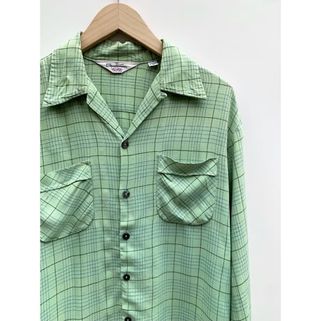 50s RAYON OPEN COLLAR SHIRT Size M