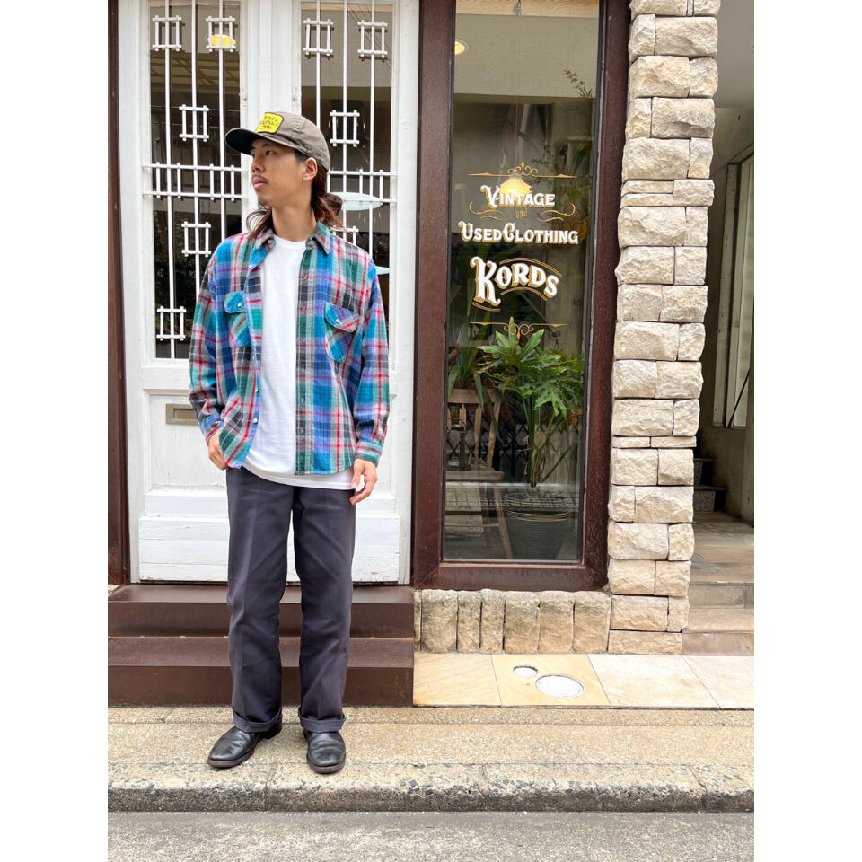 90s USA製 FIVE BROTHER ファイブブラザー ネルシャツ 白黒
