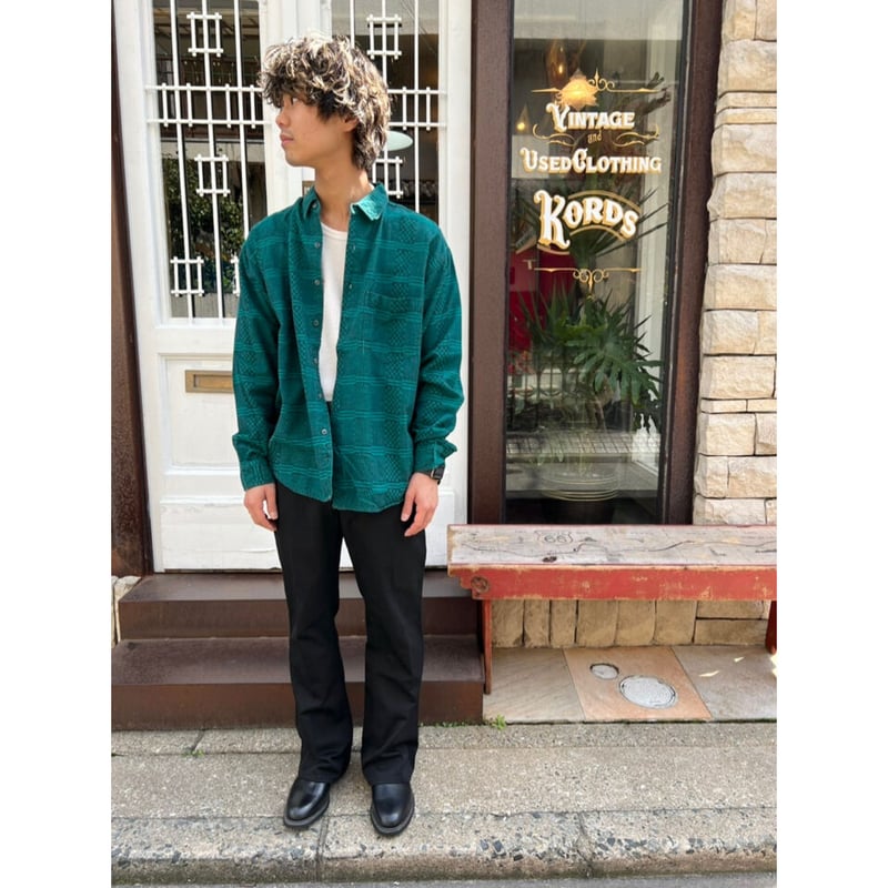 ダークグリーン コットン ハーフネックシャツ　80s 95年 patagonia Linen Cotton L/S Shirt 深緑 L 90s パタゴニア