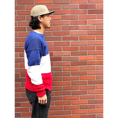 80s Ralph Lauren "CROSS FLAGS" COTTON HAND KNIT Size L