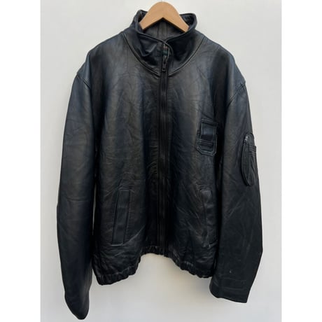 00s FRENCH MILITARY PILOT LEATHER JACKET Size 64 (XXL程)