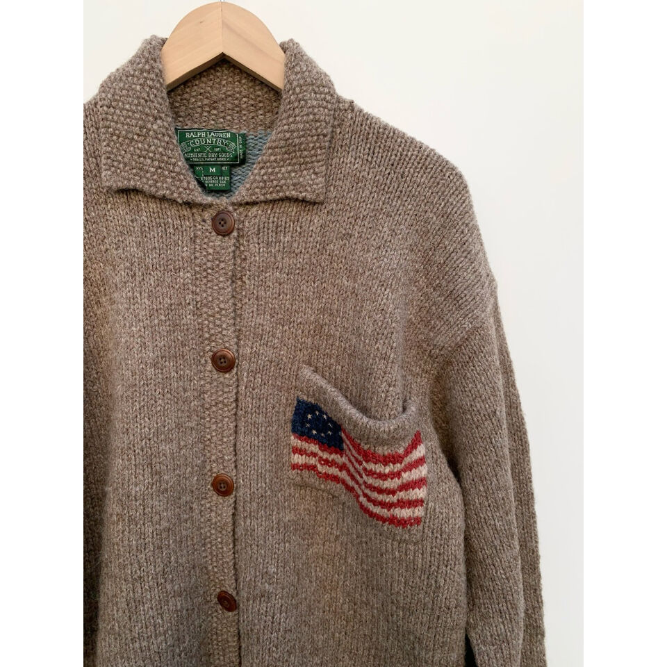 90s POLO COUNTRY HAND KNIT CARDIGAN Size M