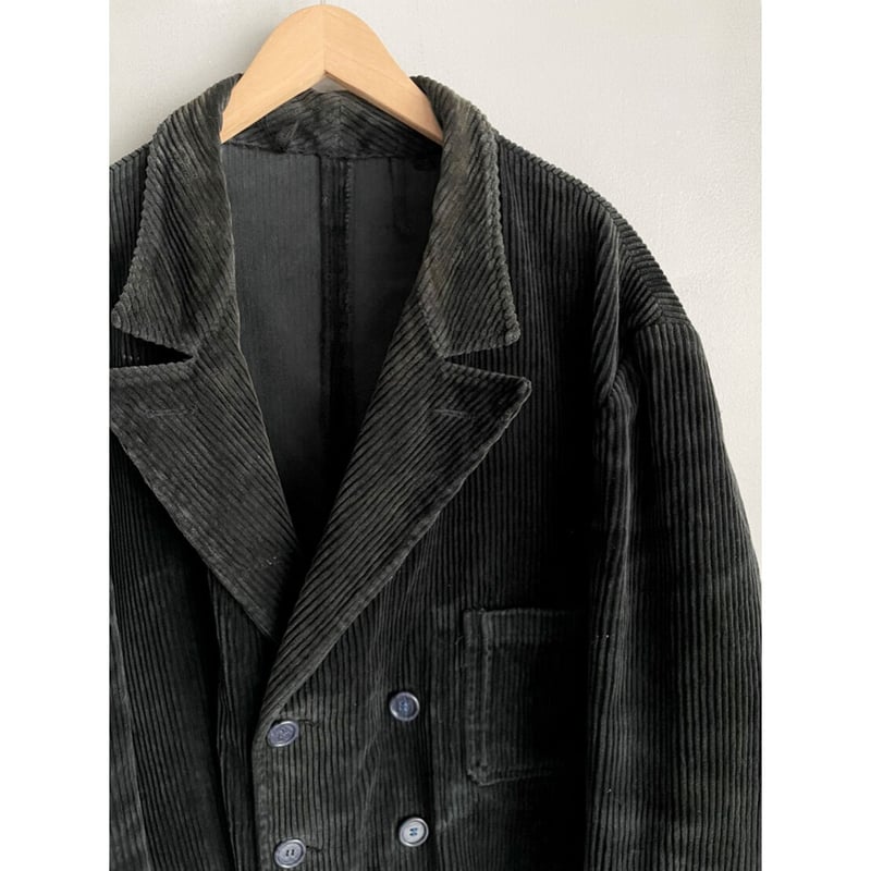 80s】Euro Vintage Black Corduroy Coat