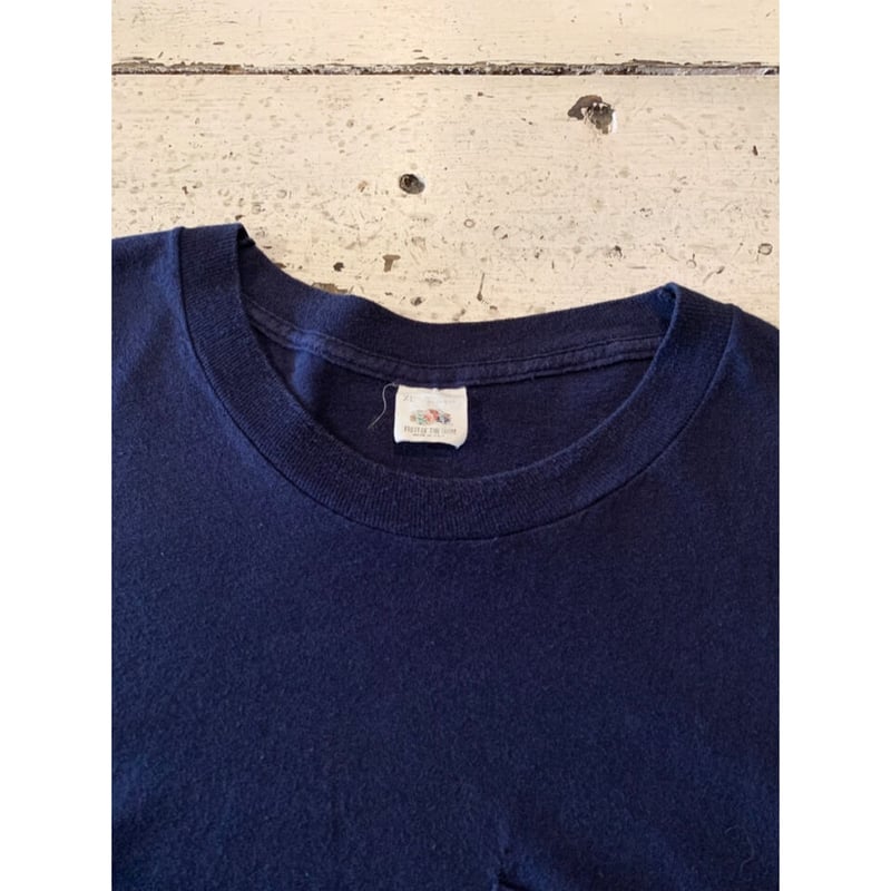 90s FRUIT OF THE LOOM ポケットTシャツ L 青 A294 90s USA製 FRUIT OF THE LOOM 無地 コットン ポケットTシャツ