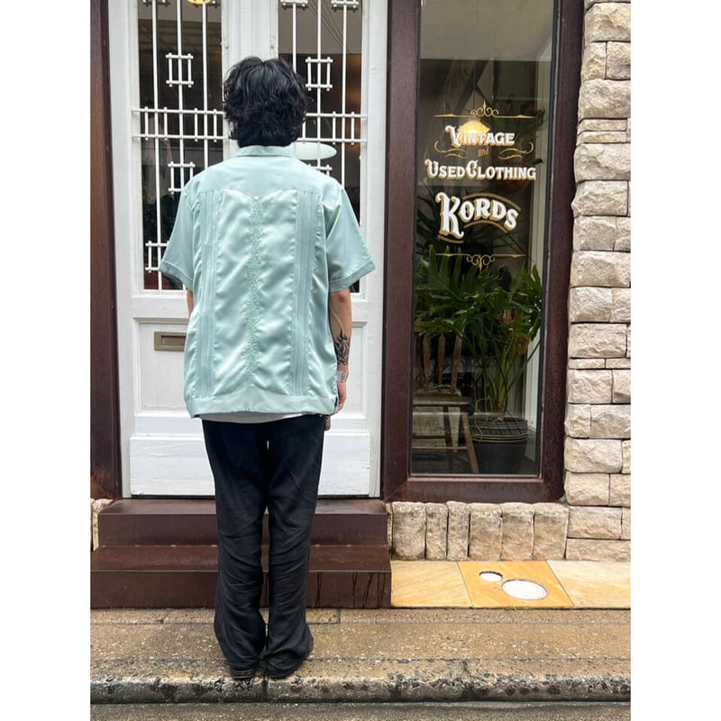 70〜80s YUCATECA OPEN COLLAR CUBA SHIRT Size XL