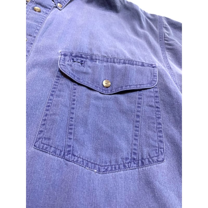 80s-90s Eddie Bauer 半袖ワークシャツ L 緑 A178 80〜90s Eddie Bauer 