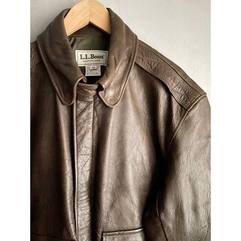 s L.L.Bean A TYPE LEATHER JACKET MADE IN US