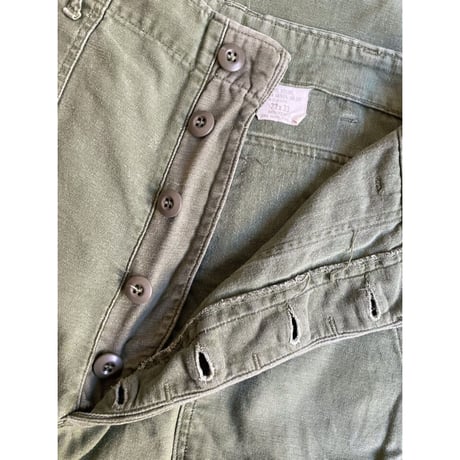 70s US ARMY OG-107 COTTON SATEEN BAKER PANTS Size W32L33→W31L30