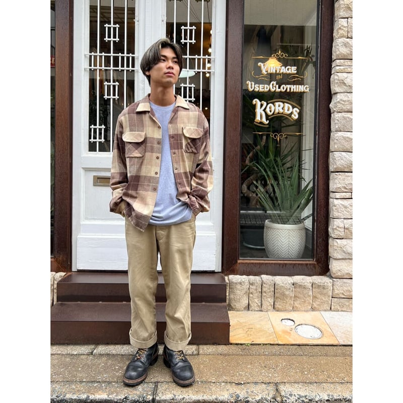 50〜60s Roos Bros CALIFORNIA OPENCOLLAR WOOL SHI